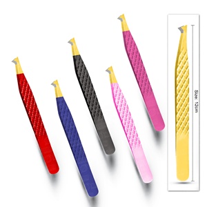 Pince à épiler confortable pour ventilateurs de cils faits à la main poignée lisse extension de faux cils pour pince à épiler en acier inoxydable Volume - Product Image 4