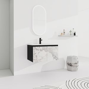 30\" <b>Wall</b> <b>Mounted</b> Floating Bathroom Vanity with Ceramic Sink & Soft-Close <b>Cabinet</b> Door Ready-to-Assemble (KD) Package - Product Image 5