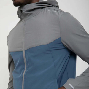 Veste coupe-vent à capuche réversible entièrement zippée de qualité supérieure, 100 % polyester, tissu respirant à blocs de couleur - Product Image 5