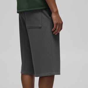 Shorts Bermuda Homme Couleur Unie Polyester/Coton Longueur Genou avec Poches Taille Élastique Style Décontracté Logo Placé à l'Avant - Product Image 6