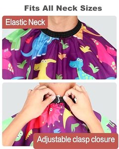 Capa de Peluquería Infantil Tactus Industries con Estampado de Dinosaurio, Poliéster/Nailon, Resistente al Agua, Antiadherente, Cintura Ajustable, Delantal de Barbero - Product Image 3