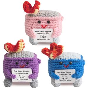 Carta Positiva all'Uncinetto 'Crochet Dumpster Fire' per Cucito e Tessitura, Giocattolo per il Supporto Emotivo - Product Image 1
