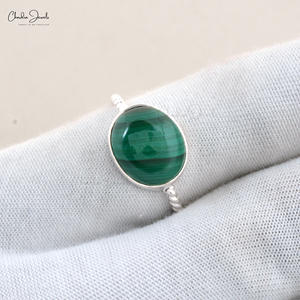 Top Quality Natural 5.63 Cts Wire <b>Set</b> Malachite Solitaire Stone <b>Ring</b> 925 <b>Sterling</b> <b>Silver</b> High Polish Plating Jewelry from India - Product Image 4