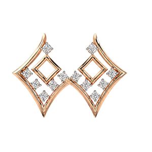 Contemporary geometric diamond <b>stud</b> earrings with open square center and asymmetric frame of brilliant round diamonds for modern - Product Image 1
