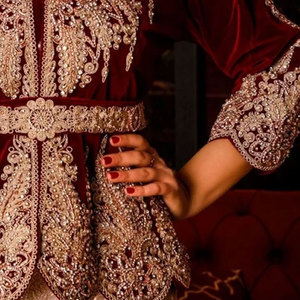 Karakou algérien traditionnel pour femme, veste en velours, broderie dorée, robe de mariée, confection sur mesure, fournisseur en gros - Product Image 2