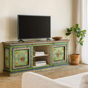 Consola de TV Moderna de Lujo en Madera Sólida con Cajones, Ecológica, Duradera, Ajustable, Hecha a Mano, Colorida, para Sala de Estar u Hospital - Product Image 1