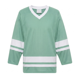 Custom wholesale Ice Hockey Jersey white stripe Breathable quick dry polyester Mesh Fabric Men Sports athletic fit Apparel - Product Image 1