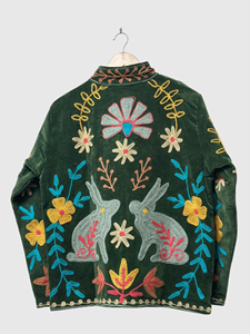 Chaqueta de Forro Polar Bordada Estilo Bohemio, Manga Larga, Cuello Mao, Estampado Floral, Talla Grande, Ropa de Otoño para Mujer - Product Image 6