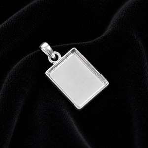 925 Sterling Silver Rectangle 10*8 mm Bezel Pendant Blank Setting For Resin Ashes Breastmilk Keepsake <b>Memorial</b> DIY Jewelry Makin - Product Image 6
