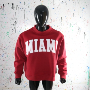 Sudadera MIAMI con cuello simulado, 450 GSM, nombre personalizado, bordado en aplique, corte holgado, 100% algodón, felpa francesa. - Product Image 3