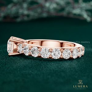 Promise <b>Ring</b> Rose Gold Diamond Band <b>Ring</b> for Round Brilliant Cut <b>Dainty</b> For Special Women Timeless Elegant Fine Jewelry - Product Image 3