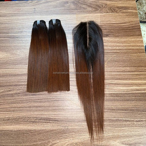 Extensions de cheveux humains vietnamiens bruts, lisses et raides, très tendance, avec perruque en cheveux humains à dentelle frontale - Product Image 1