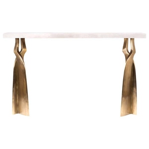 Mesa Consola de Latón Contemporánea, Ecológica, Duradera, con Diseño Nuevo, Incrustaciones de Bronce Pátin, Mesa de Acento Texturizada de Lujo, Tejido Premium - Product Image 6
