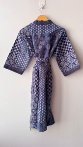 Kimono long en coton imprimé, vêtement unisexe, cadeau pour lui, robe de demoiselle d'honneur, robe de soirée pour femme, kimono bohème, kimono en pur coton - Product Image 3