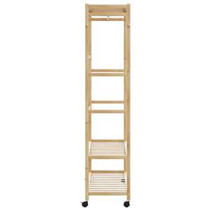 Bamboo Clothes Rack with <b>Shelves</b> and Wheels 43.3\"x15.7\"x70.9\" Practical <b>Storage</b> Solution - Product Image 4