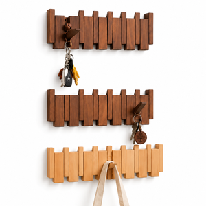 Moderno Porta Llaves de Pared Plegable de Madera, Ganchos Ocultos Ahorradores de Espacio, Organizador Decorativo para Entrada, Hogar, Oficina y Pasillo - Product Image 1