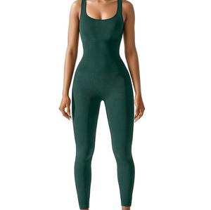 Ensemble de yoga pour femmes, nouvelle conception, haute qualité, sans coutures, couleur unie, sans manches, coupe sexy, respirant, pour la gym et le fitness. - Product Image 1