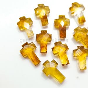 Perles en pierre naturelle de citrine sculptées en forme de croix sacrée, facettées, faites à la main, pour pendentifs et bijoux, breloques du Seigneur Jésus - Product Image 4