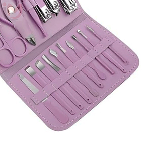 16 Piece Nail <b>Kit</b> Manicure Pedicure Set Stainless Steel Portable Grooming <b>Tools</b> <b>Bag</b> Pink Classic Style - Product Image 2