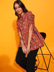 ชุดคุรตาและคุรตีผ้าฝ้ายแคมบริกพิมพ์ลายดอกไม้ คาลัมคารี สำหรับฤดูร้อน แห้งเร็ว ป้องกันแสงแดด เหมาะสำหรับผู้ชายและผู้หญิง - Product Image 3