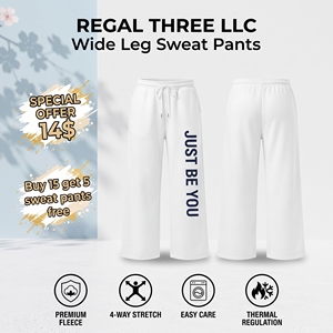 Men Loose Fit Sweat Wide Leg <b>Pants</b> Casual 100% Cotton <b>Fleece</b> Mid Drawstring Waist Oversize Loose Fit Winter Wear Sweat <b>Pants</b> - Product Image 1