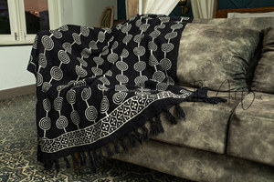 Wholesale Indian Hand Block Printed Boho Decor Throw Blanket Soft Cotton <b>Wrap</b> With Tassels for Bed Sofa Couch Home Decor Use - Product Image 3