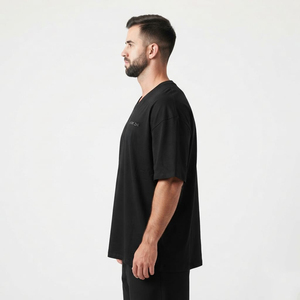 T-shirt à manches courtes pour homme en coton, coupe classique ultra-fine, avec logo personnalisé sur le devant, vente en gros - Product Image 2