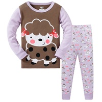 Pijamas de Dos Piezas al por Mayor, 100% Algodón, para Niños, Manga Larga, Diseño Casual con Dibujos Animados, Transpirables, para Otoño