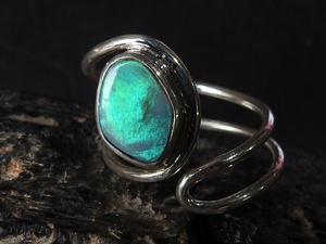 Australian <b>Opal</b> <b>Ring</b> Adjustable-925 Sterling <b>Silver</b>-October Birthstone-<b>Opal</b> Doublets-Handmade Jewelry-Gift For Her-MS - Product Image 2