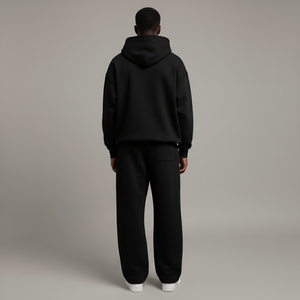 High Quality 100% Cotton French Terry Acid Washed Streetwear Solid Pullover Sweatsuit Custom Screen Printed Logo <b>Flare</b> - Product Image 3