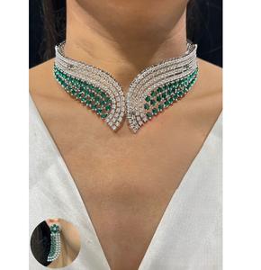 Beautiful Look Premium Quality Front Openable Luxury CZ <b>Necklace</b> <b>Set</b> With Earrings for Wedding Engagement Party Wear For Women - Product Image 1