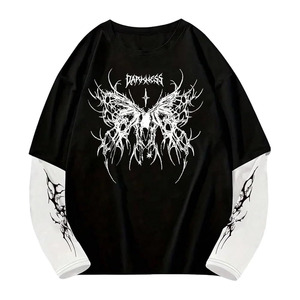 Camiseta gótica para hombre, manga larga, cuello redondo, con estampado gráfico - Product Image 1