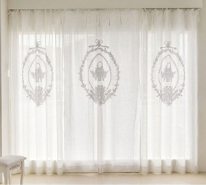 Custom Wholesale Quang Thanh Embroidery Flower Basket Curtain Linen Ribbon Curtain Full Sizes <b>Door</b> Window Home Hotel Blackout - Product Image 6
