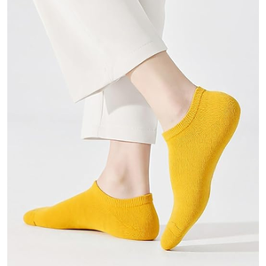 Yellow <b>Ankle</b> Socks Solid Color Breathable Knitted No Show Summer Casual Wear for Adults - Product Image 5