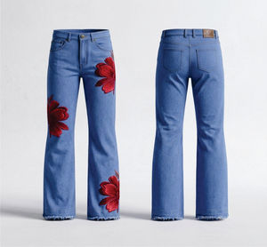 กางเกงยีนส์ผู้ชายทรงตรงเอวกลาง ผ้าถักเนื้อเดนิม ผ้าฝ้าย ซัมเมอร์ แห้งเร็ว สีพื้น ซักแล้ว สั่งทำได้ - Product Image 3