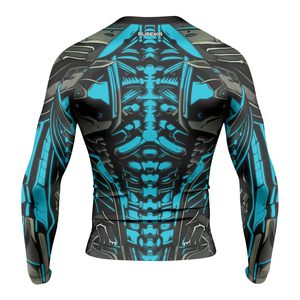 เสื้อแรชการ์ดสั่งทำพิเศษสำหรับทุกเพศ ผลิตแบบ OEM ด้วยเทคนิค Sublimation ป้องกันรังสียูวี UPF 50 สำหรับกีฬากลางแจ้ง ผลิตจากโพลีเอสเตอร์แบบรัดรูป ขายส่งจากโรงงาน รับผลิตแบบ OEM - Product Image 4