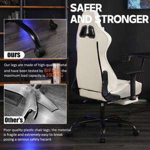 Sedia da Gaming Ergonomica per Adulti, Capacità 180 kg, Comoda Sedia da Ufficio in PU con Supporto Lombare Regolabile per Persone Robuste, Ideale per Sala Giochi - Product Image 6