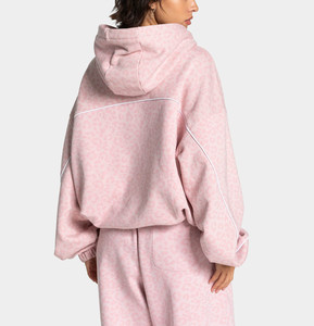 Custom Graphite Leopard Print Oversized Contrast Pipping Women <b>Tracksuit</b> Pullover Contrast Lining Hoodie & Jogger For Women's - Product Image 4
