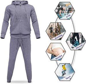 Ensemble de survêtement sportif deux pièces pour homme, grande taille, hiver, décontracté, uni, pour l'extérieur, entraînement, jogging, sweat à capuche et pantalon - Product Image 3