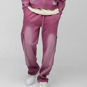 Custom Acid Wash <b>Zip</b> Up Hoodie Cargo Jogger Tracksuit Men Heavyweight 100 Percent Cotton Streetwear OEM Manufacturer - Product Image 5