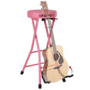 5Core Guitar <b>Stool</b> 3.15" Padded Chair Foldable Heavy Duty Music Seat Built in Foot Rest Guitar Stand - Product Image 1