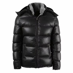Chaqueta Acolchada Gris para Hombre, Cuello Alto, Cortavientos, Informal, para Invierno, Cierre de Cremallera, Relleno de Poliéster - Product Image 2