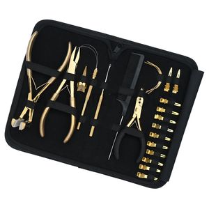 Kit de herramientas personalizado para instalación de extensiones de cabello: Pinza de presión para extensiones de cinta, herramienta de crimpado de tres orificios para cuentas, y clips de seccionamiento de crimpado plano - Product Image 1