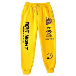 Women's Casual 'Fight Night' Pencil Print <b>Joggers</b> Harajuku Style Baggy Sweatpants <b>Wide</b> <b>Leg</b> High Waist Drawstring Loose Fit Mid - Product Image 5