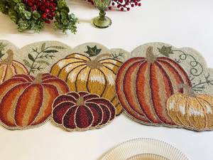 Camino de Mesa Hecho a Mano, Ecológico, Personalizable, de Estilo Bohemio, con Bordado de Cuentas, Diseño de Calabaza, Económico y Duradero - Product Image 2
