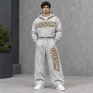 Conjunto Deportivo Personalizado al por Mayor para Hombre, Estilo Acid Wash, 480GSM, Sudadera con Pedrería y Chenilla, Pantalones Deportivos de Pierna Ancha, Ropa Urbana - Product Image 3