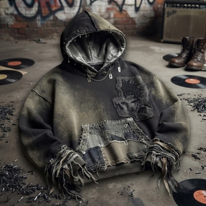 Ropa Urbana de Estilo Francés, 100% Algodón, con Estampado Serigrafiado, Lavado Ácido, Efecto Desgastado y Decolorado, Talla Grande, Libre de Impuestos en EE. UU. - Product Image 4