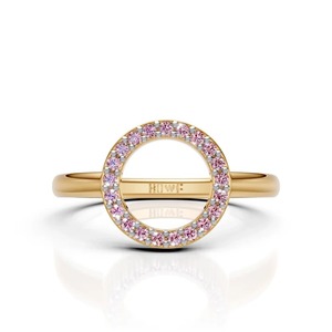 Pink Diamond Statement <b>Ring</b> in 14K Yellow Gold Bold Men's Fine Jewelry Piece Featuring <b>Open</b> Circular Halo Motif Encrusted - Product Image 2
