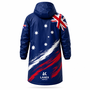 Chaqueta Parka Larga Personalizada con la Bandera Australiana, Impermeable, Cortavientos, con Capucha y Forro Polar, para Cambiarse en la Playa y Deportes al Aire Libre - Product Image 3