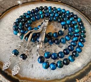 TIMELESS CRAFT - Cuentas de Oración Tasbih de Resina de Ojo de Tigre Azul, Estilo Ángel, Ecológicas, Personalizadas, Hechas a Mano, Misbaha Islámica, Ramadán, Eid - Product Image 3